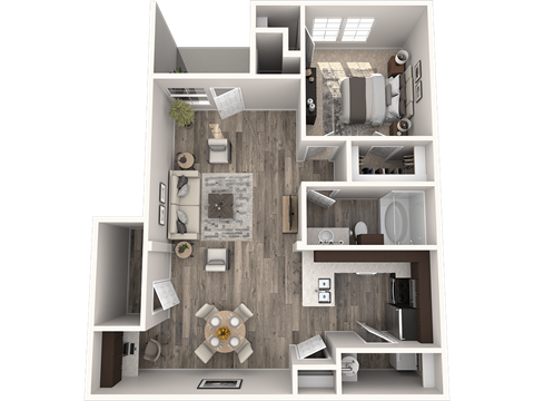 a1 floor plan  1 bedroom with 2 baths  129